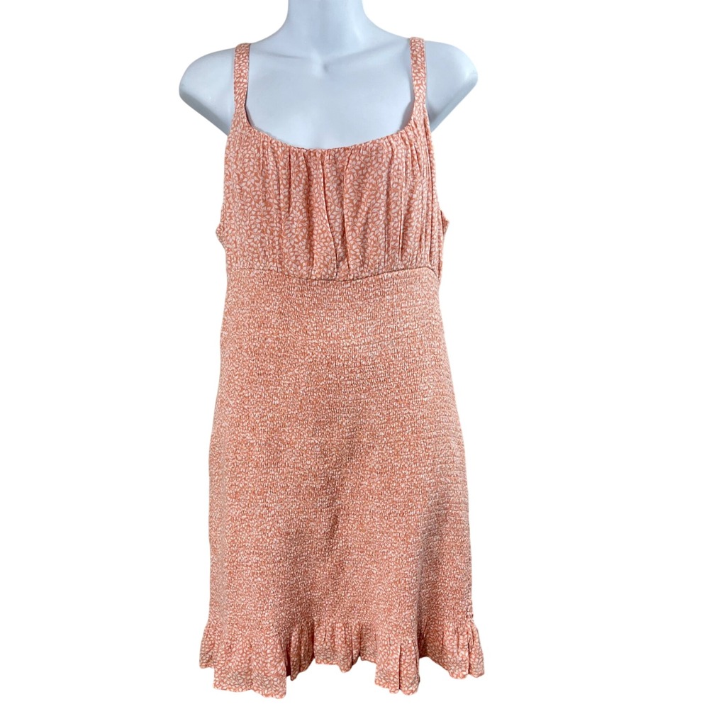 Abercrombie‎ & Fitch Peach Smocked Summer Dress Y2K With Scarf Size XL NEW